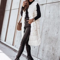 casual women sleeveless furry thick tank tops fashion street lady warm o neck overcoat new winter faux fur mink fleece vest coat