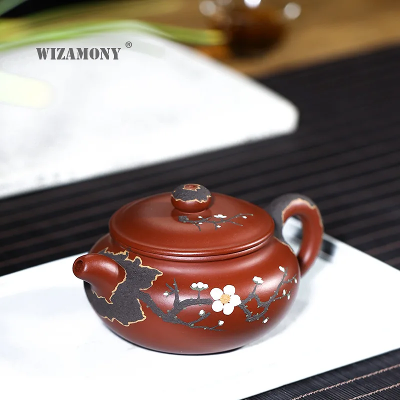 

WIZAMONY 250cc Purple Sand Pot Factory Direct Yixing Ore Dahongpao Tea fang gu hu Famous Hand Tea Kung Fu Tea