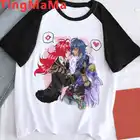 Genshin Impact Keqing, футболка, Мужская парная одежда, harajuku kawaii 2021, повседневные футболки с графическим рисунком, футболка, футболка ulzzang
