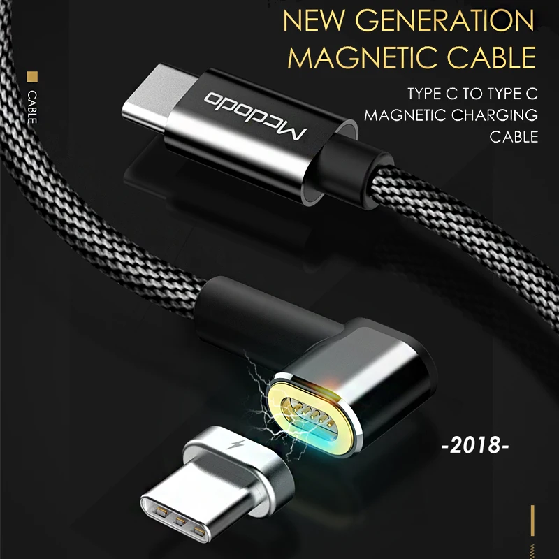 Mcdodo 87 Вт PD USB кабель type C To type-C 4.5A для samsung S10 S9 переключатель Huawei Macbook ноутбук Магнитный USB кабель для зарядки и передачи данных