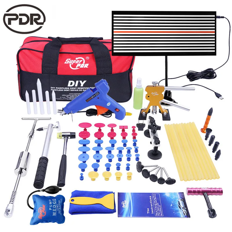 SuperPDR 72 PCS Tool Kit Auto Paintless Dent Repair Tool set to Remove Dents Auto Repair Tool Dent Puller Glue Gun slide Hammer