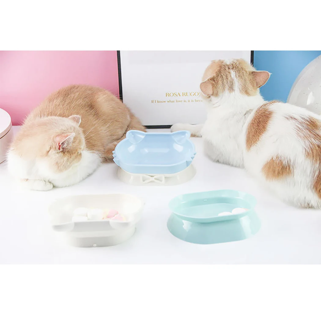 Creative 2 In 1 Pet Food Bowls Multifunction Creative Cat Face Decor Pet Water Food Bowl For Cat Dog Pet Feeding Supplies