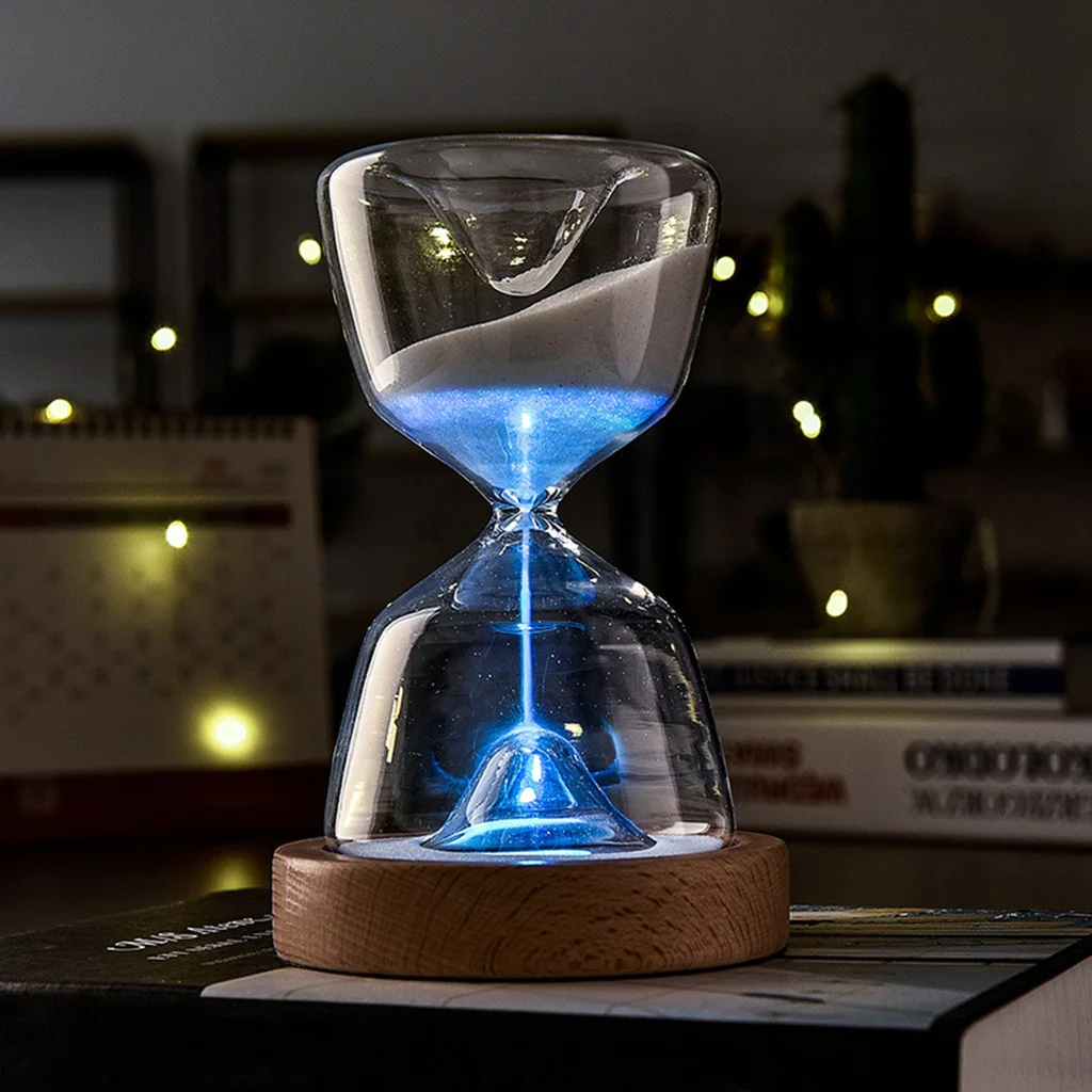 

Sand Timer Clock Night Light Desktop Hourglass Living Room Bedside Lamp