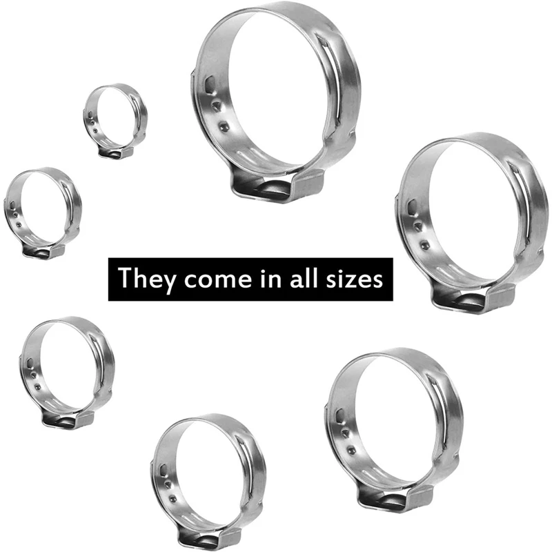 New-85PCS Stainless Steel 6-21Mm Single Ear Hose Clamps Clamp Set Belt Rings With Clamping Pliers |