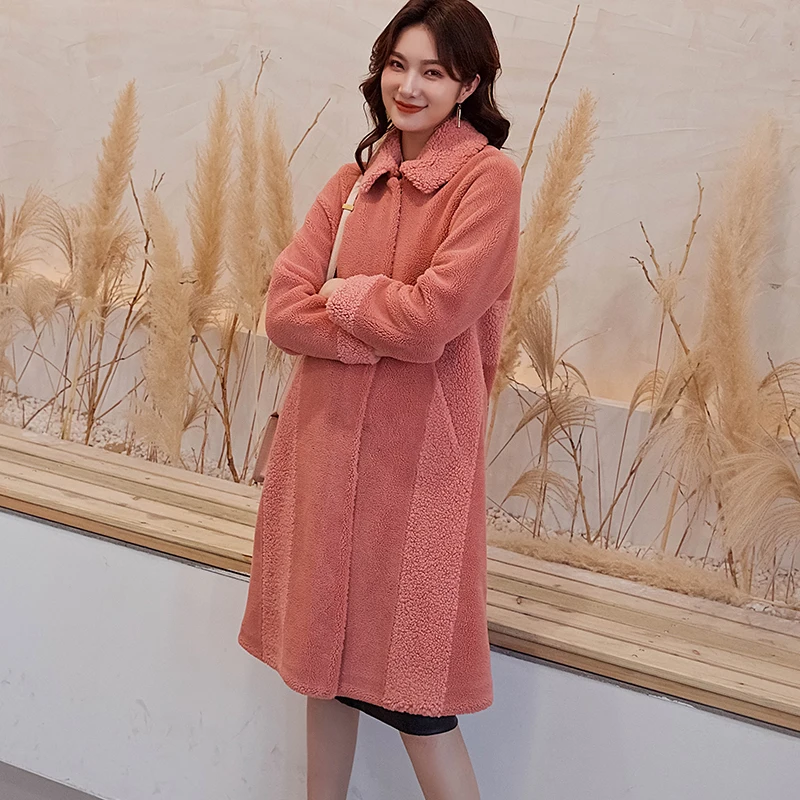 

Mid-length elegant ladies winter warm jacket faux fur coat for woman trendy