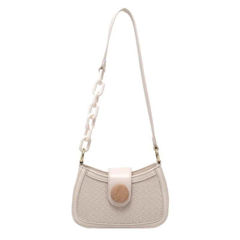 

2021 Summer New Acrylic Handbags Casual Ladies Retro Woven Shoulder Bag High Quality PU Leather Solid Color Messenger Bags Purse