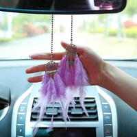 car pendant dream catcher accessories interior for girls feather mirror hanging pendant home decor lucky car ornament