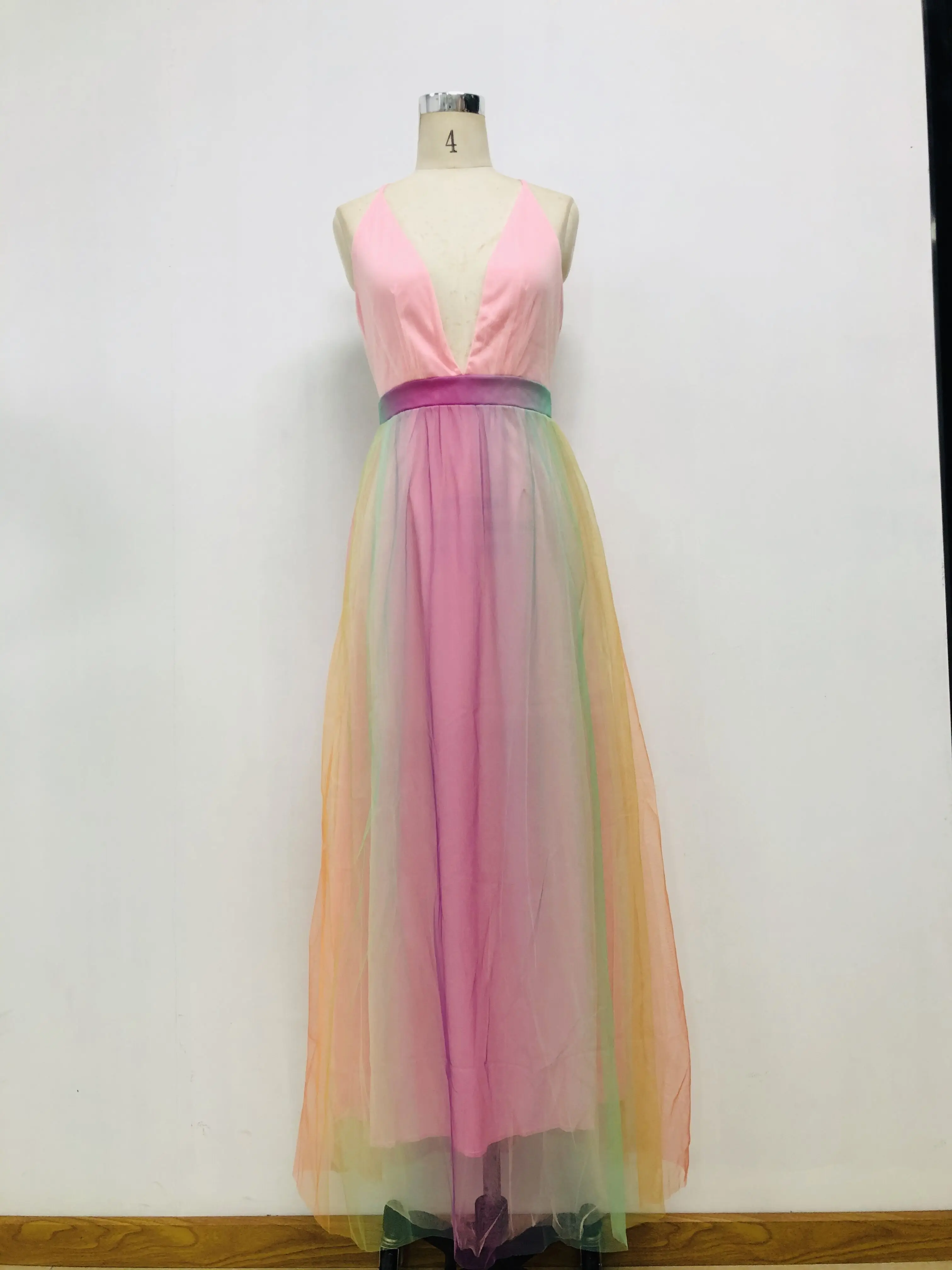 Женское шифоновое платье длинное Радужное вечернее на день рождения для