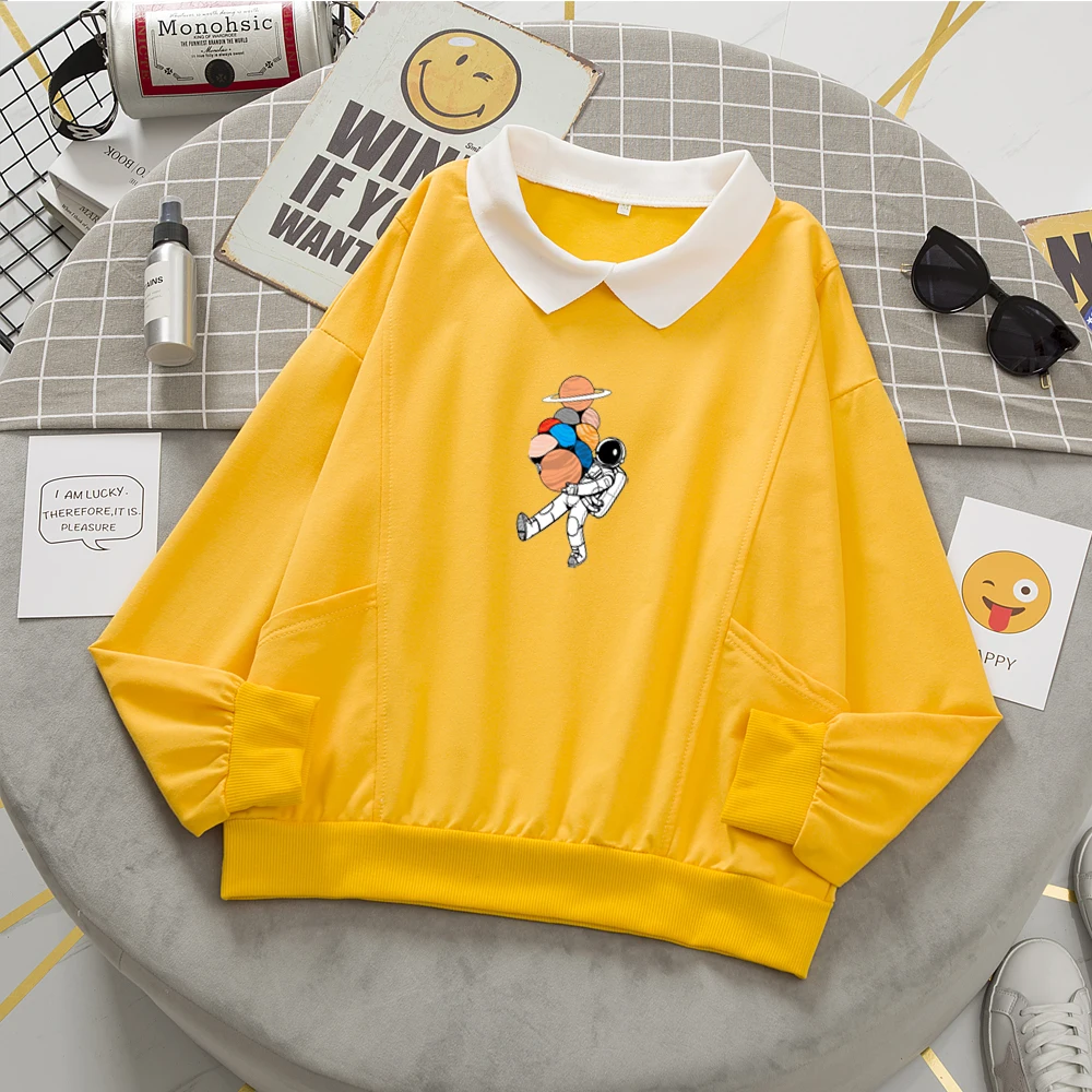 Cute Funny Sweatshirt Women Aesthetic Clothes Oversized Hoodie Cotton Long Sleeve Sweatsuit Kawaii Print Sweetshirt for Girls