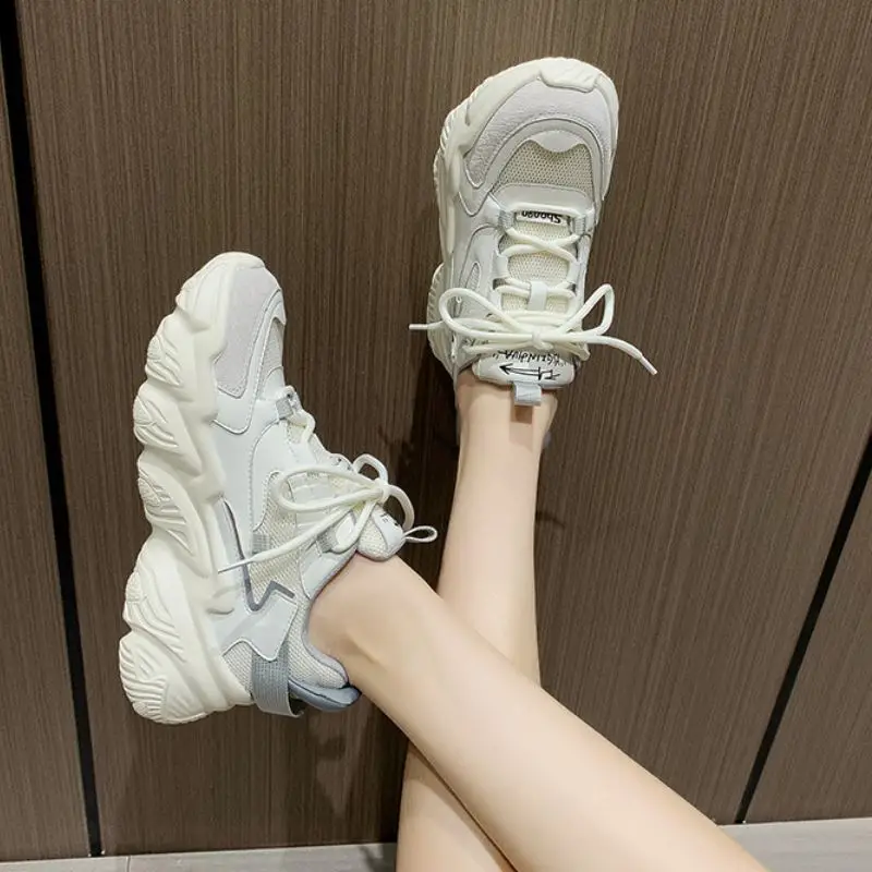 

KemeKiss Women Fashion Spring Real Leather Sneakers Round Toe Cross Strap Mixed Color Casual Shoes Female Footwear Size 39-40