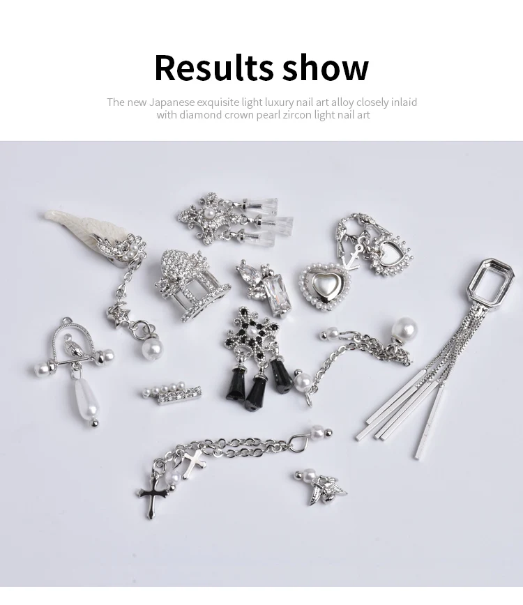 Серебряный 5 шт. Птица/Сердце/Любовь Купидон дизайн ногтей циркон Длинная цепочка Кулон Ювелирные изделия ногтей циркон алмаз ногтей циркон украшения