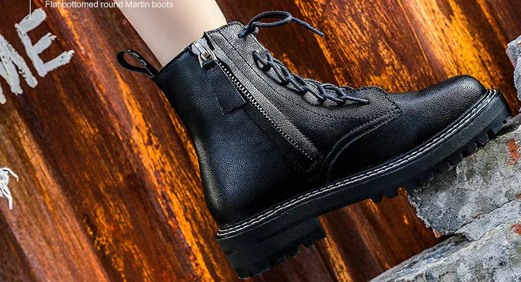 Осенняя обувь; женские Ботинки martin на платформе; модные теплые зимние женские ботильоны из флока; женская обувь на меху с перекрестной шнуровкой; botas mujer