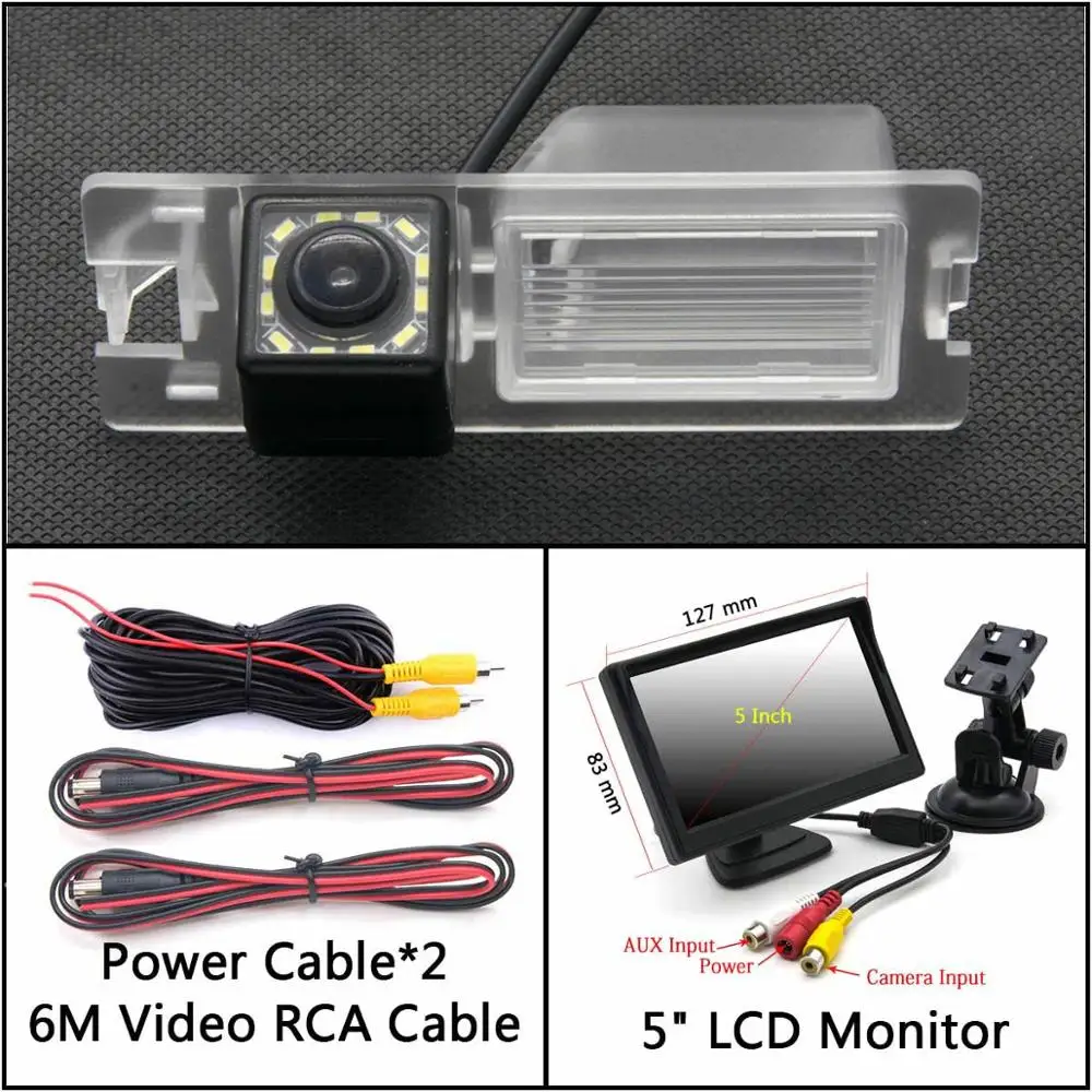 Cam Add 5 inch LCD 12 Светодиодный фонарь Автомобильная резервная камера заднего вида для FIAT Bravo Brava Croma Grande Punto/Punto EVO 500L Siena автомобильная парковочная водонепроницаемая - Название цвета: Cam Add 5 inch LCD