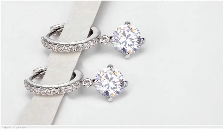 Luoteemi цикл с 8 мм 2ct Круглый CZ Серьги-кольца крошечный маленький кубический циркон нежный Для женщин Серьги-кольца с фабрики jewlery