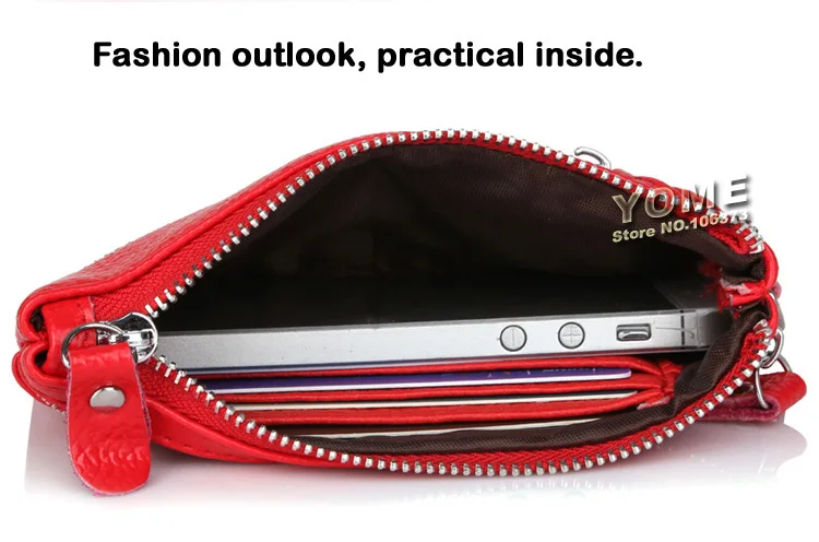 Best selling women multifunctional Genuine Leather key holders wristlet clutch coin bag wallet, Cow+PU LEATHER Purse,YB-DM158