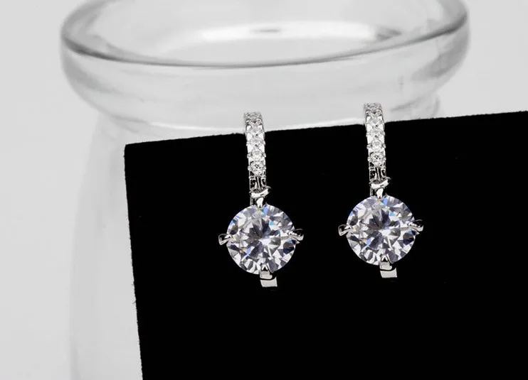 Luoteemi цикл с 8 мм 2ct Круглый CZ Серьги-кольца крошечный маленький кубический циркон нежный Для женщин Серьги-кольца с фабрики jewlery