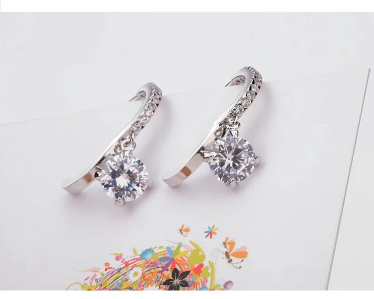 Luoteemi цикл с 8 мм 2ct Круглый CZ Серьги-кольца крошечный маленький кубический циркон нежный Для женщин Серьги-кольца с фабрики jewlery