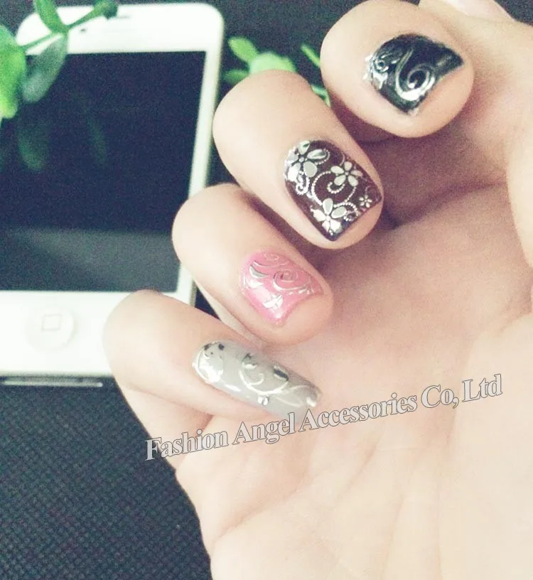 Новое поступление серебряных стикеры 3D на ногти Nail art наклеек, 108 шт/лист стильный металлический смешанный дизайн ногтей типсы аксессуары инструмент для украшения