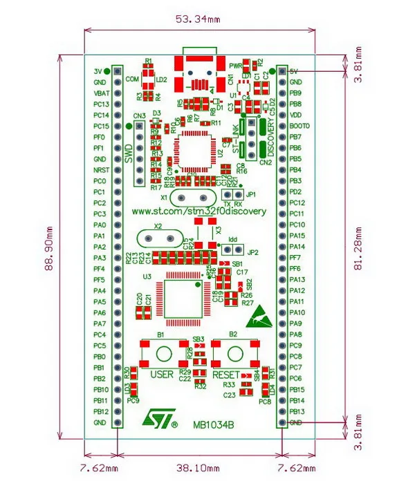 STM32F0DISCOVERY# STM32F051R8T6 STM32F051 ARM Cortex-M0 STM32 доска STM32 набор для путешествия встроенный ST-LINK/V2