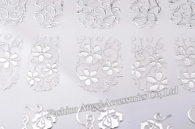 Новое поступление серебряных стикеры 3D на ногти Nail art наклеек, 108 шт/лист стильный металлический смешанный дизайн ногтей типсы аксессуары инструмент для украшения