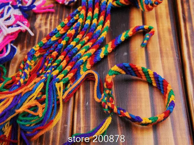 Торговля, смешанные 100 шт, Непальские браслеты дружбы, обернутые вручную шерстью, красочные, лучшее предложение