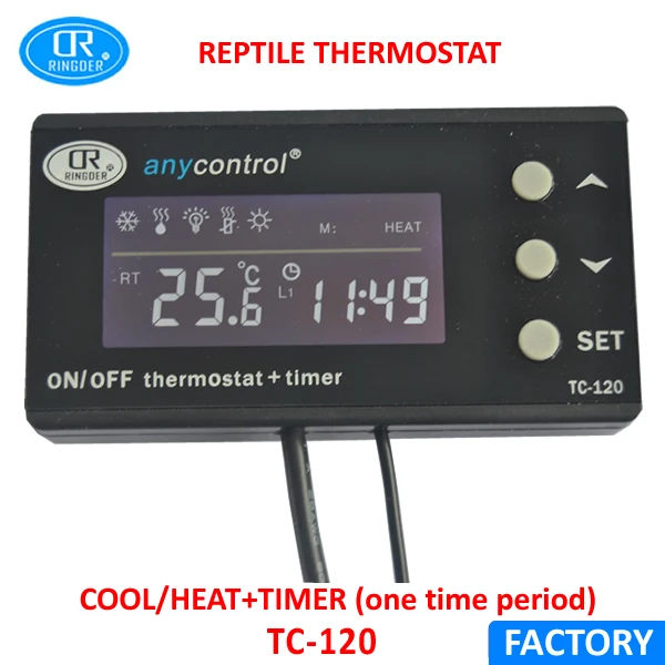 RINGDER TC-120 0-50C вкл. Выкл. Цифровой термостат для рептилий с таймером AU EU UK US розетка регулятор Pet регулятор температуры