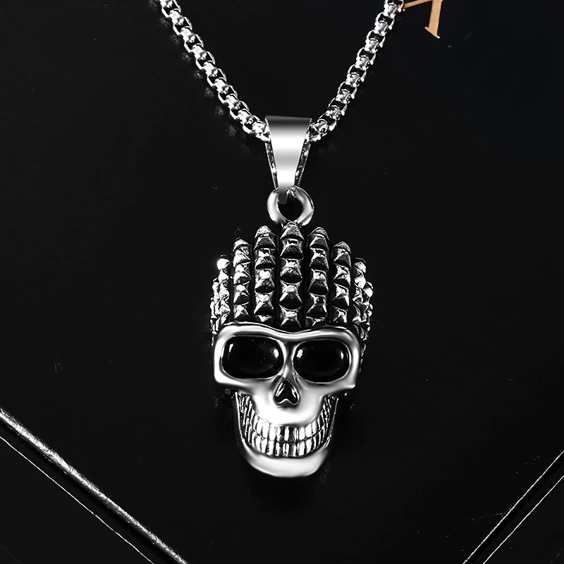 Мужской большой и смелый Готический кулон с черепом нержавеющая сталь стимпанк