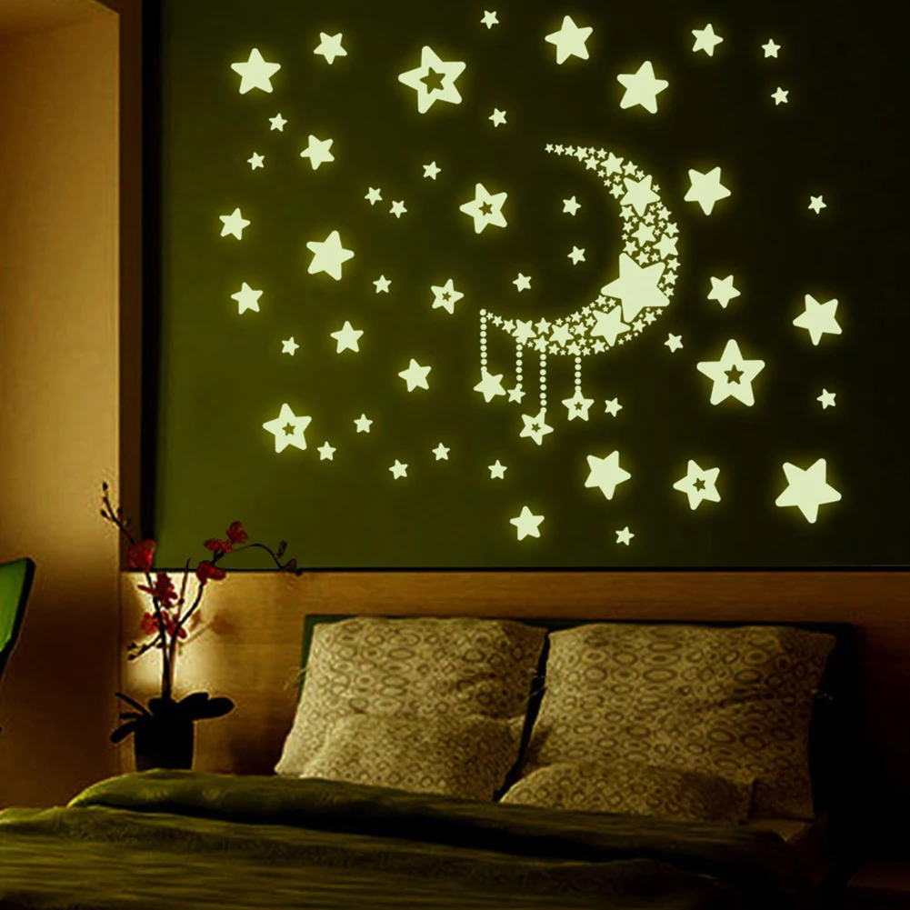Светящиеся Настенные наклейки светится в темноте со звездами для детских комнат