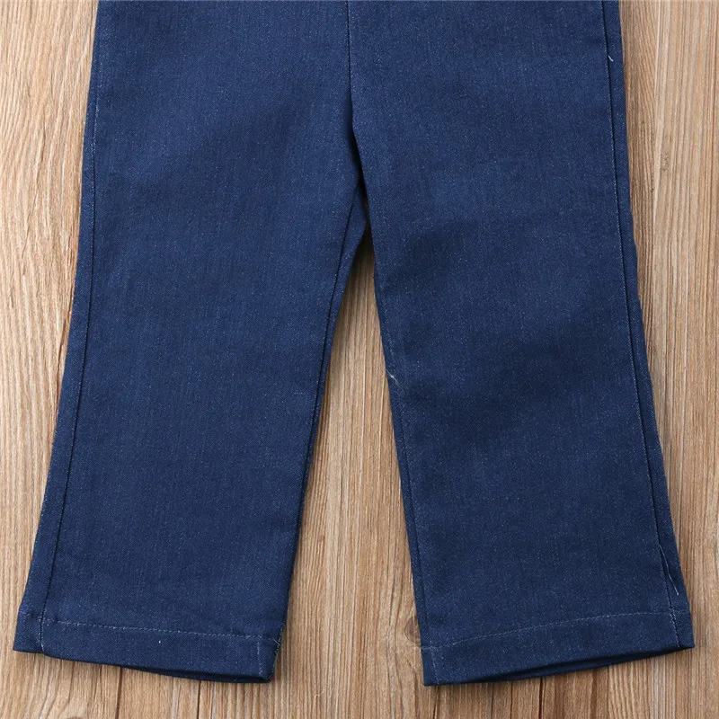 Джинсовый комбинезон с широкими штанинами и оборками для маленьких девочек