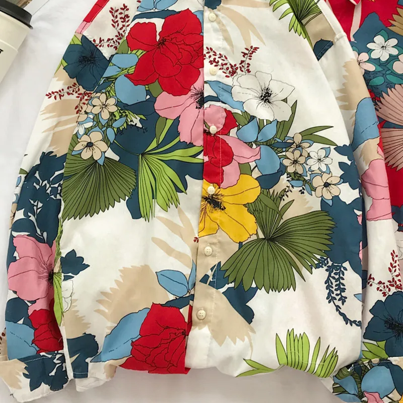 Новая весенняя рубашка с цветочным принтом Мужская модная повседневная Уличная