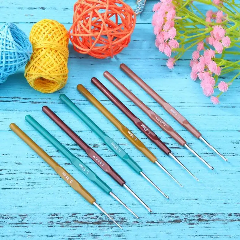 8 шт пластиковые ручки алюминиевая головка крючком Крючки свитер швейные иглы