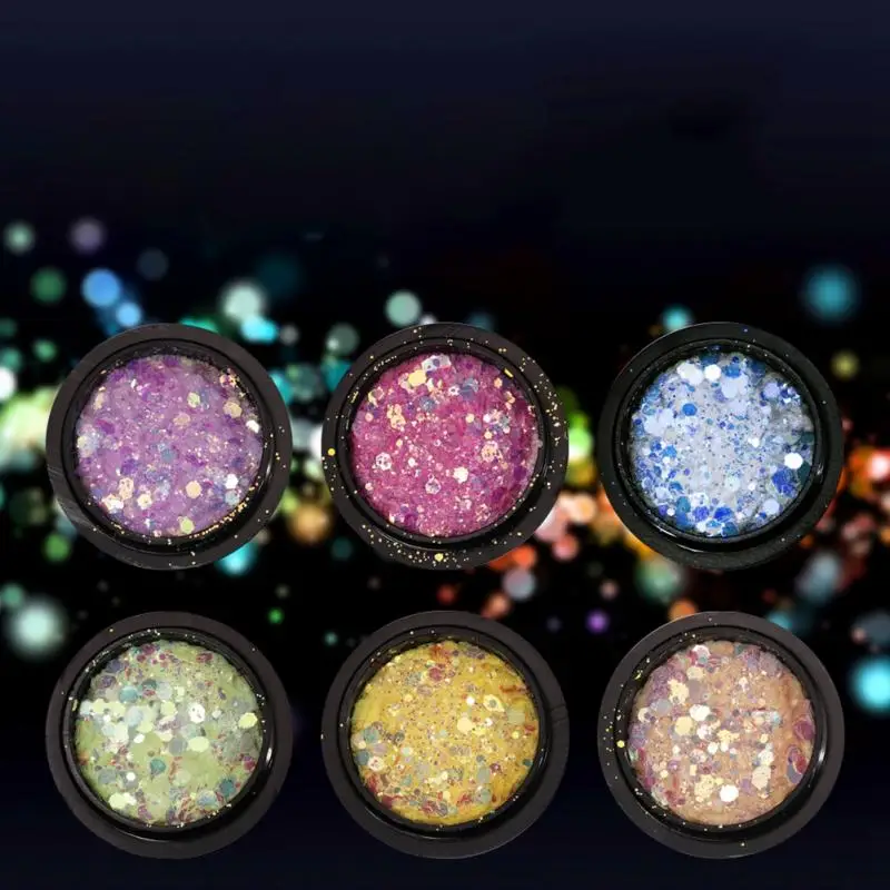6 Colors 1 Box Nail Art Decoration Sexangle Glitter Irregular Sequins Manicure | Красота и здоровье
