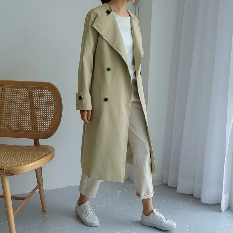 2018 осень и зима новый стиль для женщин Тренч женский двубортный с поясом abrigo mujer