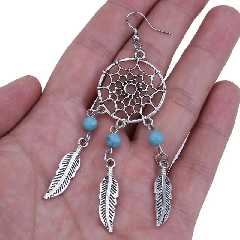 1 пара перьев кисточкой Висячие Серьги Ловец снов в форме затычек для ушей Модные