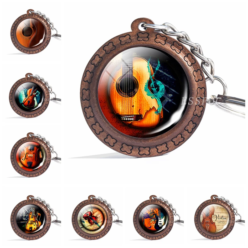 Винтажный деревянный брелок для скрипки Кулон гитара музыкальное ювелирное