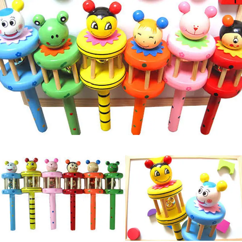 2018 разноцветные Мультяшные животные деревянный колокольчик погремушка