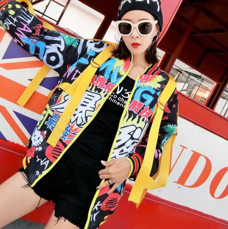 QING MO осеннее женское пальто с принтом граффити склеивающаяся лента Меховая