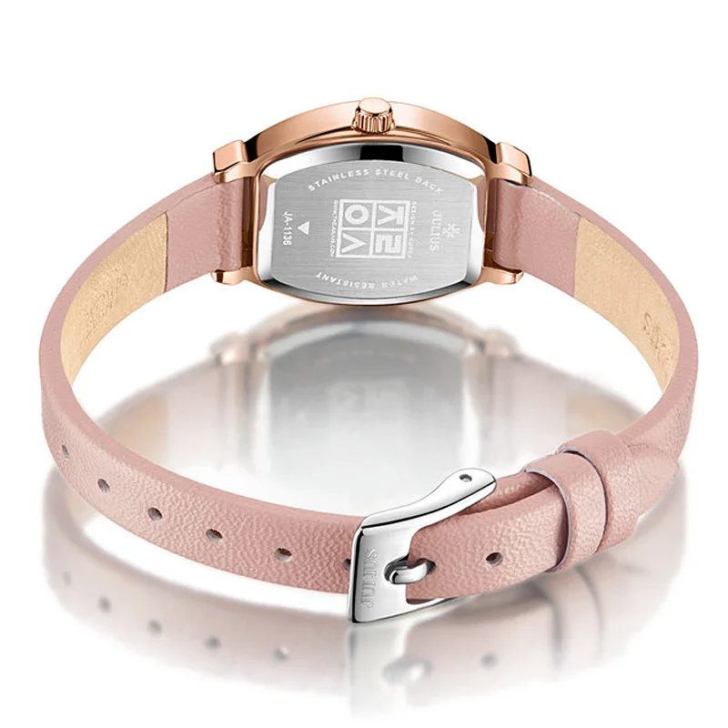 Новые Julius женские часы Япония Mov't Lady Hours Fine Fashion платье браслет из натуральной кожи Стразы подарок на день рождения для девочек
