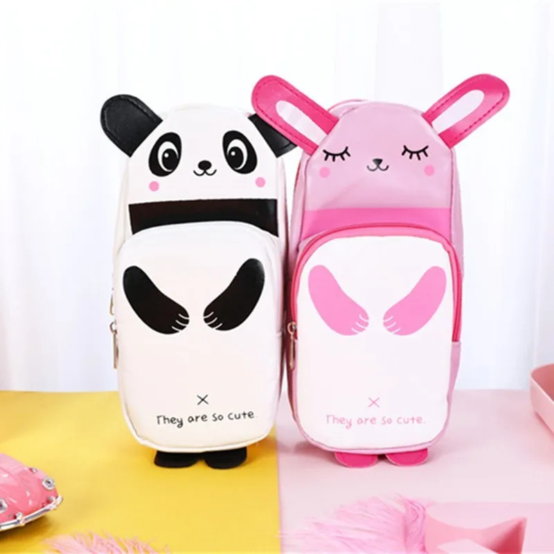 

1 PC Panda Leather Pencil Cases Cute Cartoon Pen Bag Box For Students School Stationary Supplies Pencil Case For Pens 04852