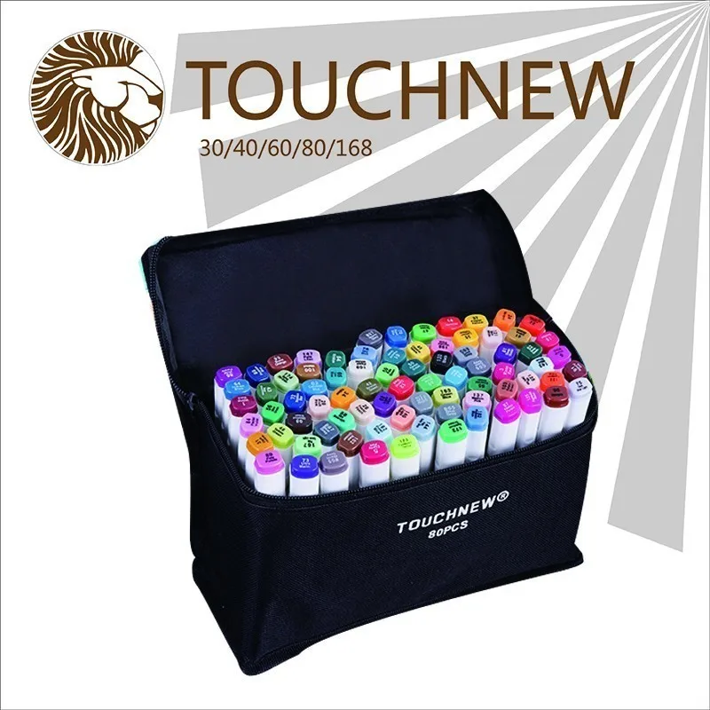 TOUCHNEW Alcohol oil two-headed art mark pen generations upgrade 36 60 80 color fine markers manga drawing | Канцтовары для офиса