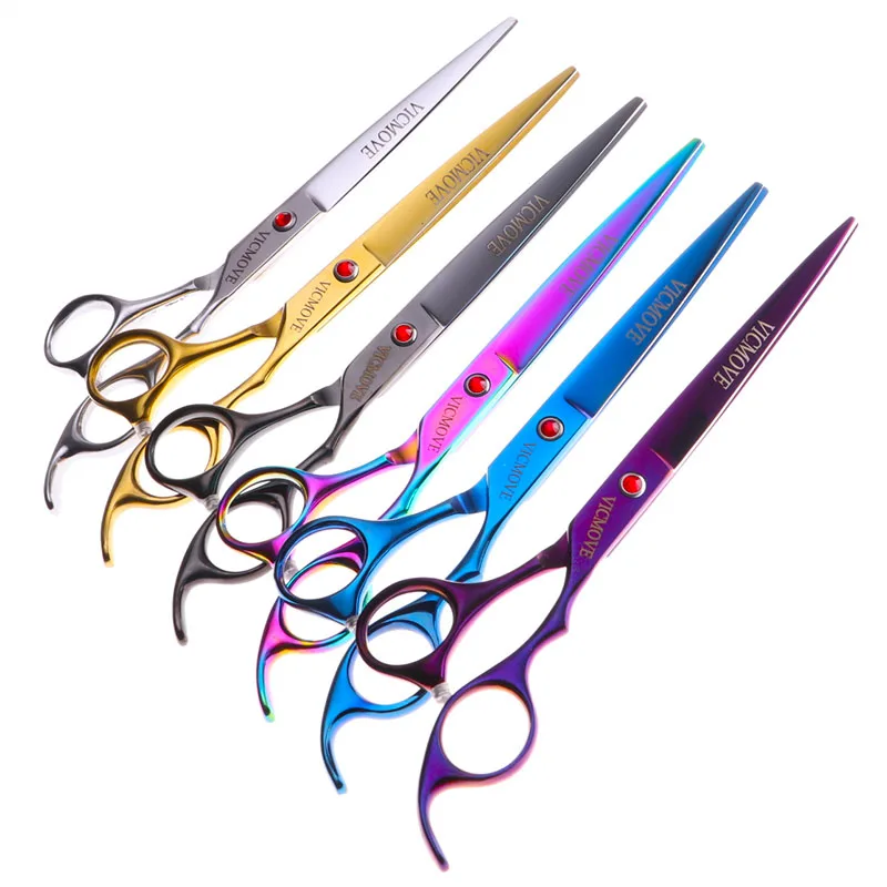 7&quot Stainless Steel Pet Scissors Dogs Gromming Shears Barber Sharp Edge Animals Cat Hair Cutting Tools Kit 6 colors available |