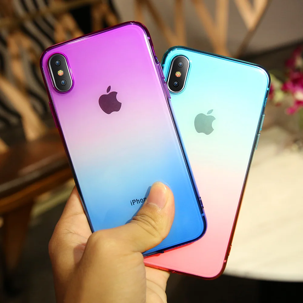 Чехол-накладка KISSCASE для iPhone 5-11 Plus/Pro/Max градиент цвета в ассортименте | Мобильные