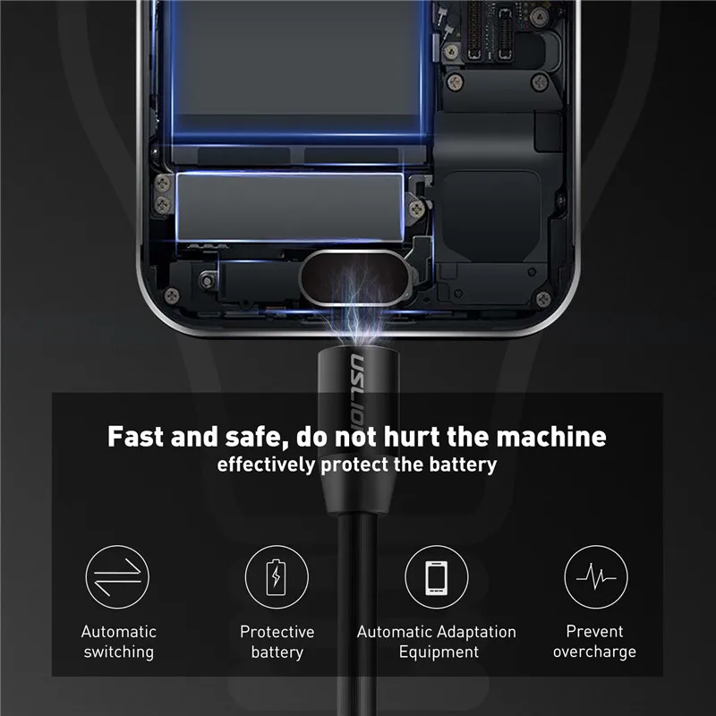 USLION 1 м светодиодный магнитный кабель Micro USB Type c зарядный 2.1A Type-c для Xiaomi Mi 9 Samsung S9
