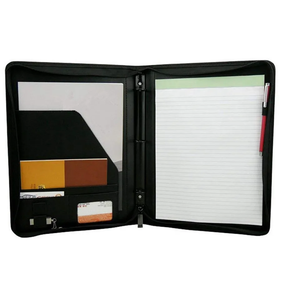 

Conference Folder Ring Wallet PU Leather A4 Holder For Business Meetings Business