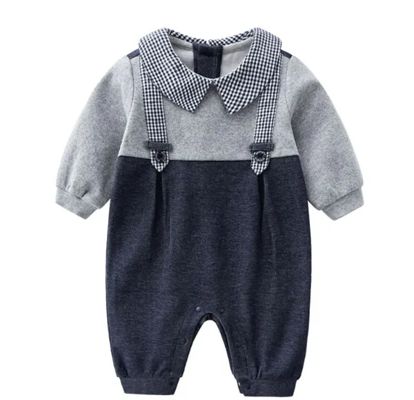 

Newborn jumpsuit boy cotton climbing suit strap splicing