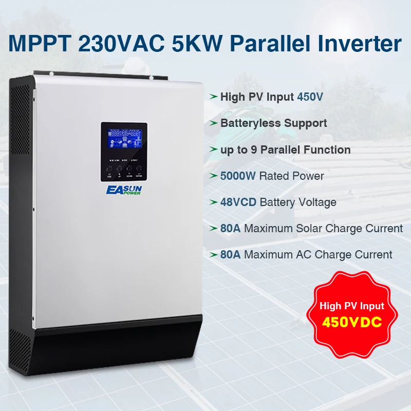 Источник питания EASUN 5000W солнечный инвертор 5Kva 450Vdc PV 80A со слежением за