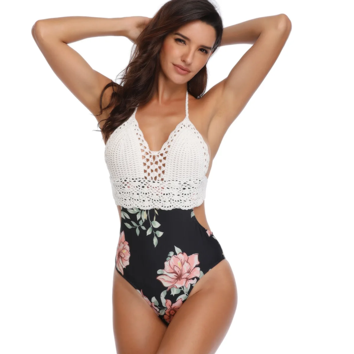 CHINGYUN Sexy One-Piece Swimwear European&American 2019  New Style One-Piece Swimsuit Sell like Hot Cakes Panel Knitted Swimwear