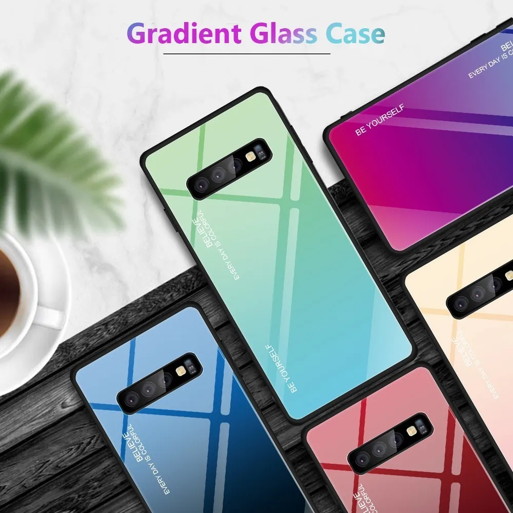 Чехол для телефона Samsung S8 S9 S10 Note 8 9 A7 A8 A9 J4 J6 J8 Plus M10 M20 с блестящим градиентом из