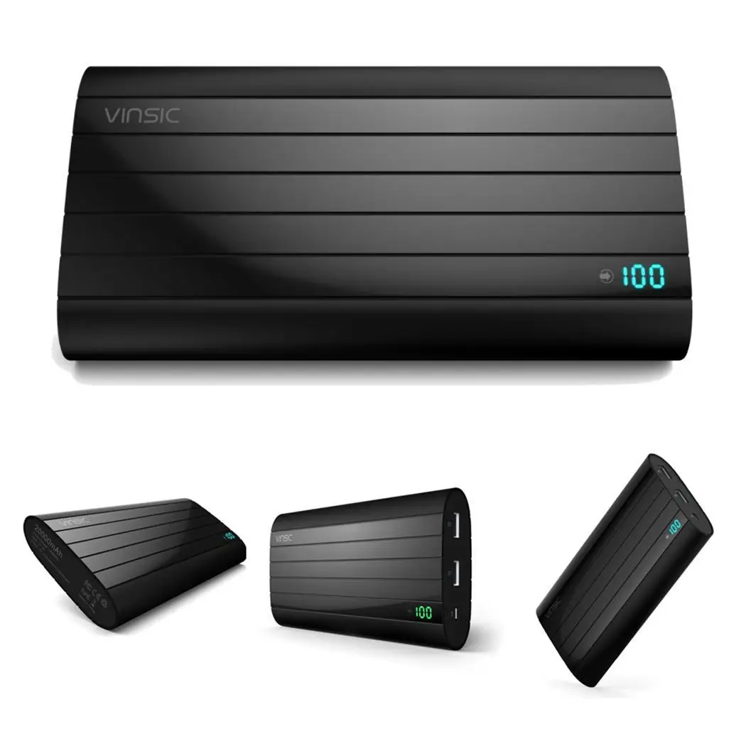 Мощность Bank 20000 mAh Портативный ЖК дисплей Dual легкий вес компактный размер USB