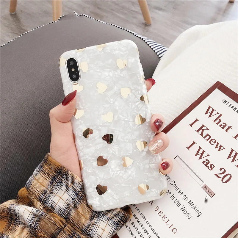 Бронзовая волнистая точка сердце любовь чехол для iPhone X XR XS Max Shell узор 7 8 6 6s Plus